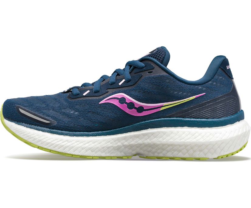 Saucony Triumph 19 Women's Running Shoes Navy / Green | Canada 211EBCX